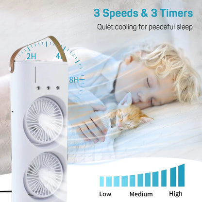 Mini Portable Dual Mist Fan