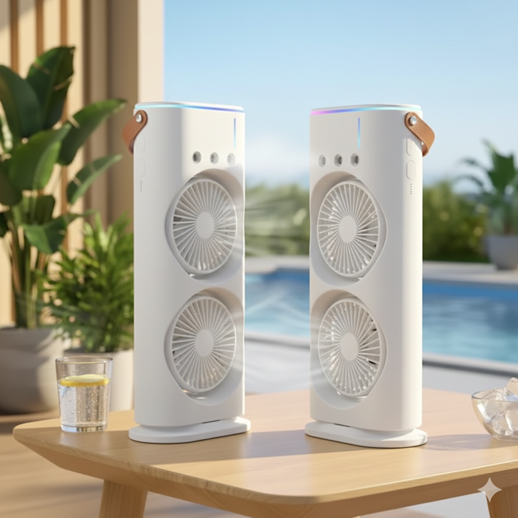 Mini Portable Dual Mist Fan